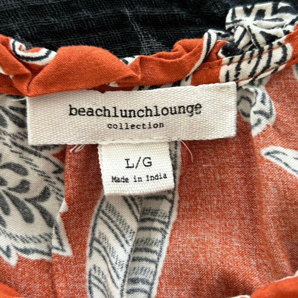 BeachLunchLounge Brown Floral Midi Dress Boho Ruffle Hem Sleeveless Large - Picture 6 of 9